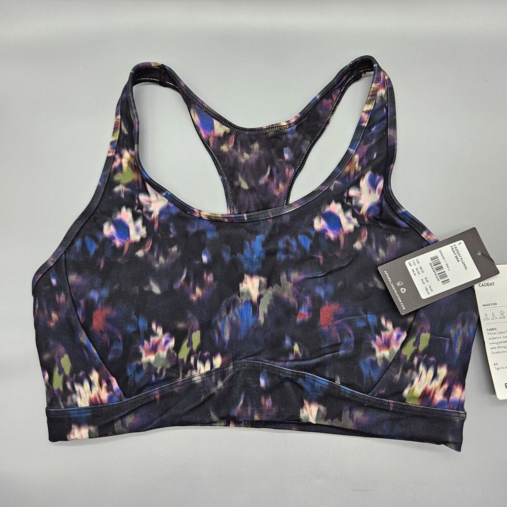 NWT Peloton Cadent Floral Print Sports Bra Womens Size Large Athleisure Gym Yoga